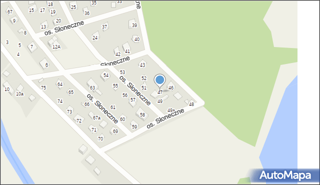 Uście, Osiedle Słoneczne, 47, mapa Uście
