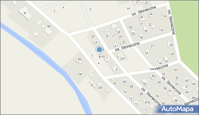 Uście, Osiedle Słoneczne, 5, mapa Uście