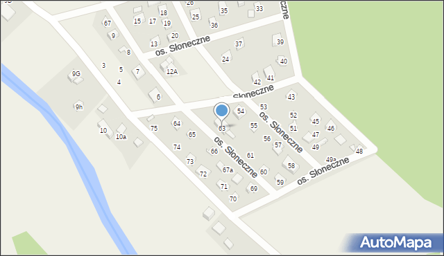 Uście, Osiedle Słoneczne, 63, mapa Uście