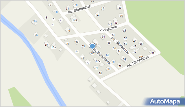 Uście, Osiedle Słoneczne, 66, mapa Uście