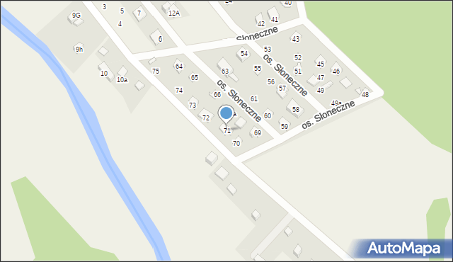 Uście, Osiedle Słoneczne, 71, mapa Uście