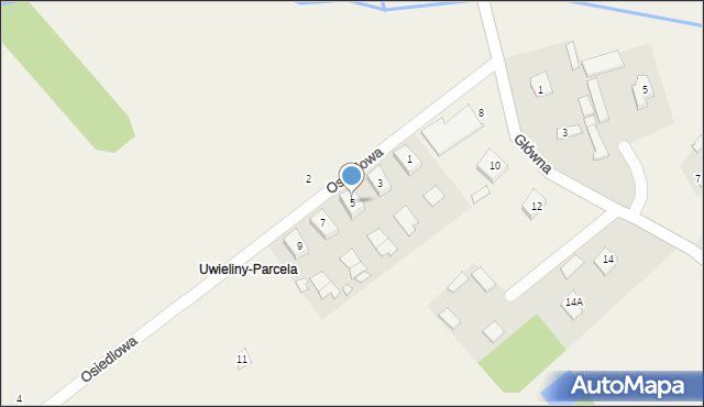 Uwieliny, Osiedlowa, 5, mapa Uwieliny