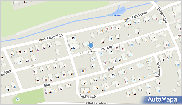 Wadowice, Osiedle Łąki, 20, mapa Wadowice