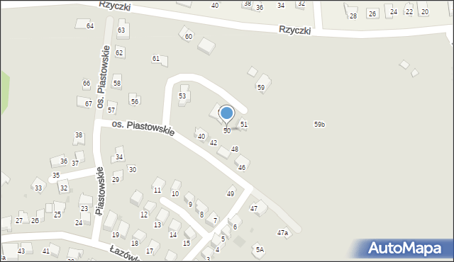 Wadowice, Osiedle Piastowskie, 50, mapa Wadowice