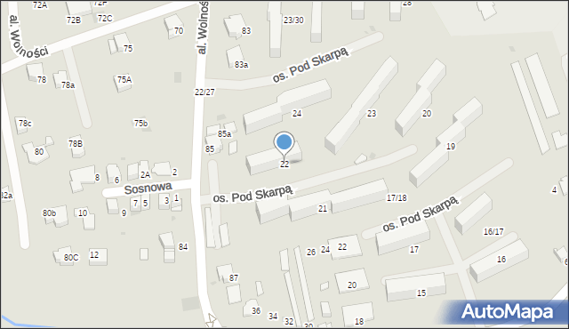 Wadowice, Osiedle Pod Skarpą, 22, mapa Wadowice