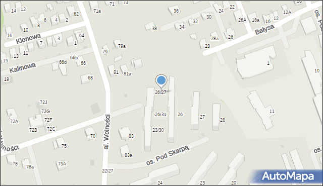 Wadowice, Osiedle Pod Skarpą, 26/27, mapa Wadowice