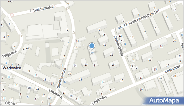 Wadowice, Osiedle XX-lecia Konstytucji RP, 19, mapa Wadowice