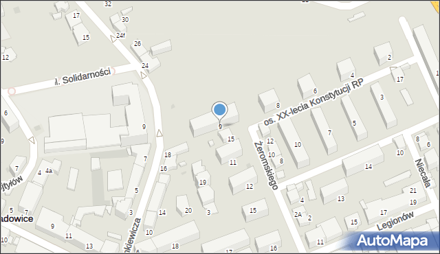 Wadowice, Osiedle XX-lecia Konstytucji RP, 9, mapa Wadowice