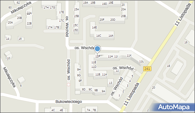 Wągrowiec, Osiedle Wschód, 11F, mapa Wągrowiec