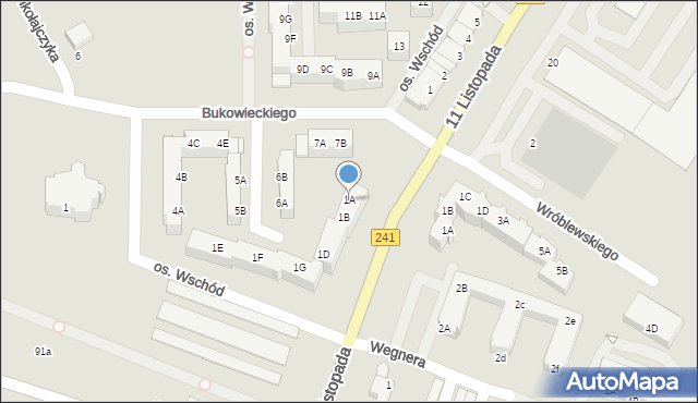 Wągrowiec, Osiedle Wschód, 1A, mapa Wągrowiec