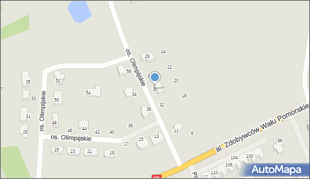Wałcz, Osiedle Olimpijskie, 30, mapa Wałcz