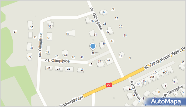 Wałcz, Osiedle Olimpijskie, 38, mapa Wałcz