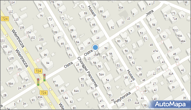 Warszawa, Ostra, 13A, mapa Warszawy