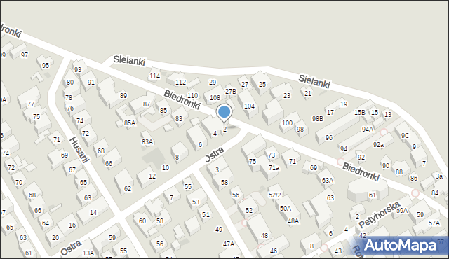 Warszawa, Ostra, 2, mapa Warszawy