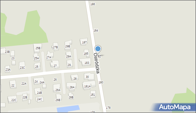 Warszawa, Ostródzka, 182, mapa Warszawy