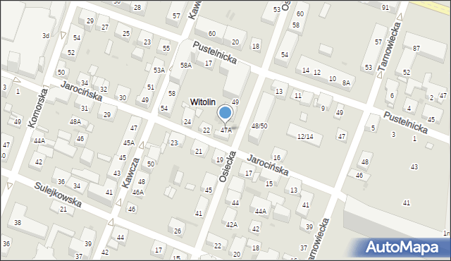 Warszawa, Osiecka, 47A, mapa Warszawy