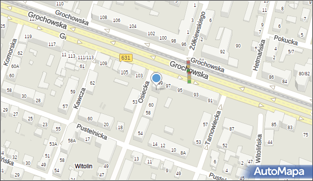 Warszawa, Osiecka, 62, mapa Warszawy
