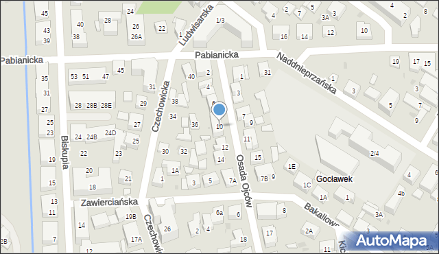 Warszawa, Osada Ojców, 10, mapa Warszawy