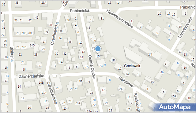 Warszawa, Osada Ojców, 15, mapa Warszawy