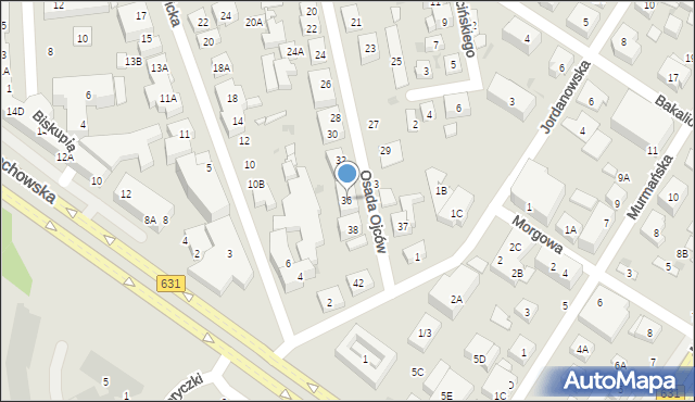 Warszawa, Osada Ojców, 36, mapa Warszawy