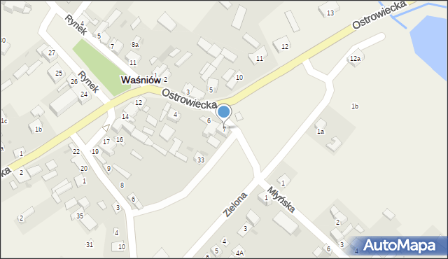 Waśniów, Ostrowiecka, 7, mapa Waśniów