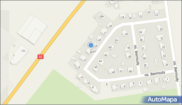 Wawrów, Osiedle Bermudy, 14, mapa Wawrów