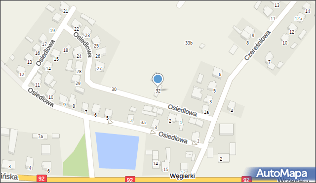 Węgierki, Osiedlowa, 32, mapa Węgierki