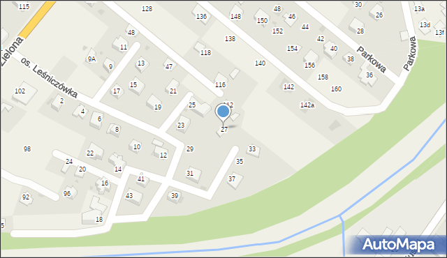 Węgierska Górka, Osiedle Leśniczówka, 27, mapa Węgierska Górka