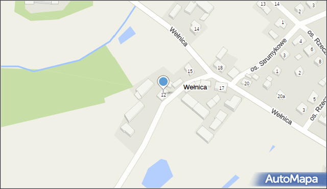 Wełnica, Osiedle Wodniaków, 12, mapa Wełnica