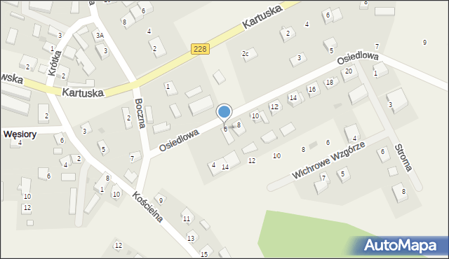 Węsiory, Osiedlowa, 6, mapa Węsiory