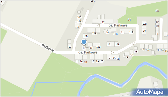 Wiązowna, Osiedle Parkowe, 14, mapa Wiązowna