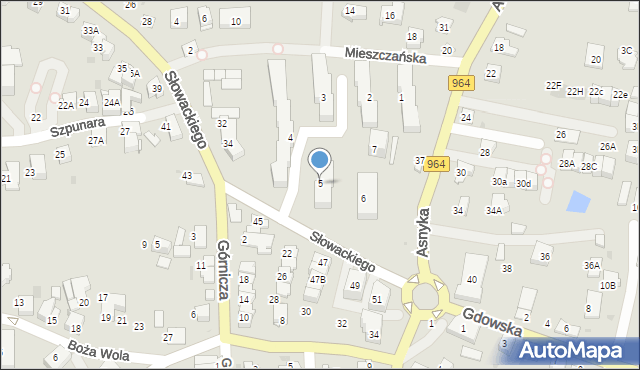 Wieliczka, Osiedle Asnyka Adama, 5, mapa Wieliczka