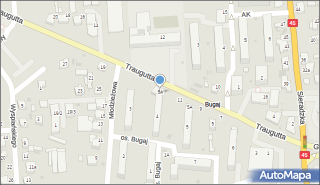 Wieluń, Osiedle Bugaj, 5A, mapa Wieluń