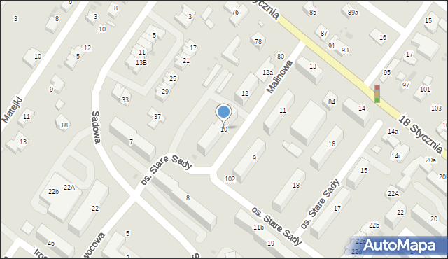 Wieluń, Osiedle Stare Sady, 10, mapa Wieluń