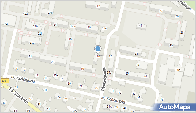 Wieluń, Osiedle Wyszyńskiego Stefana, ks. kard., 18, mapa Wieluń