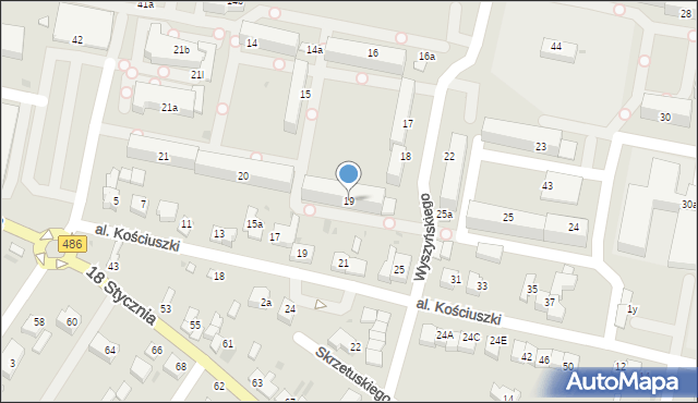 Wieluń, Osiedle Wyszyńskiego Stefana, ks. kard., 19, mapa Wieluń