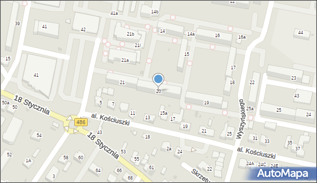 Wieluń, Osiedle Wyszyńskiego Stefana, ks. kard., 20, mapa Wieluń