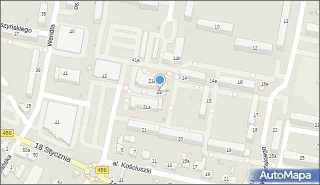 Wieluń, Osiedle Wyszyńskiego Stefana, ks. kard., 21l, mapa Wieluń