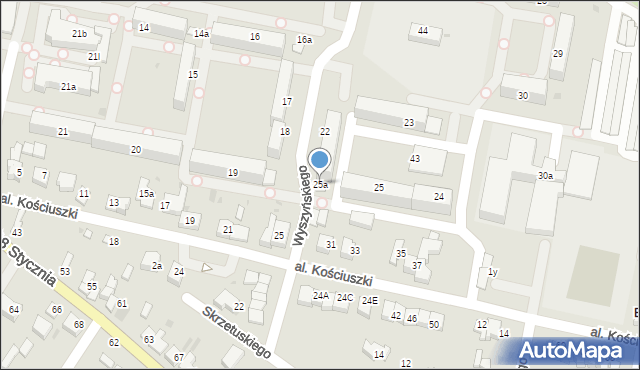 Wieluń, Osiedle Wyszyńskiego Stefana, ks. kard., 25a, mapa Wieluń