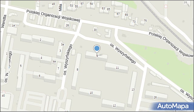 Wieluń, Osiedle Wyszyńskiego Stefana, ks. kard., 9, mapa Wieluń