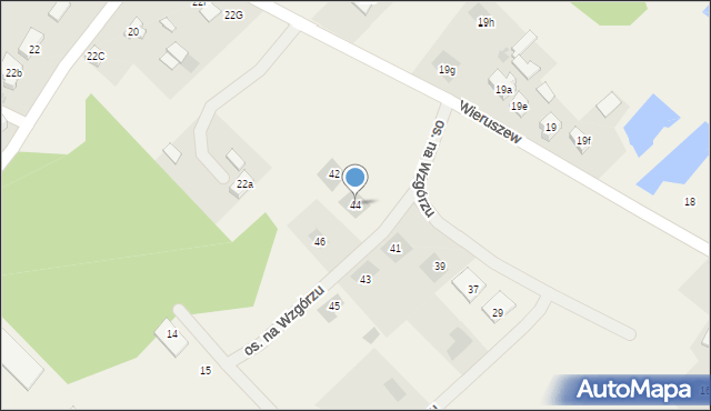Wieruszew, Osiedle na Wzgórzu, 44, mapa Wieruszew