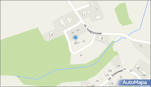 Wierzbiczany, Osiedle Księżycowe, 24, mapa Wierzbiczany