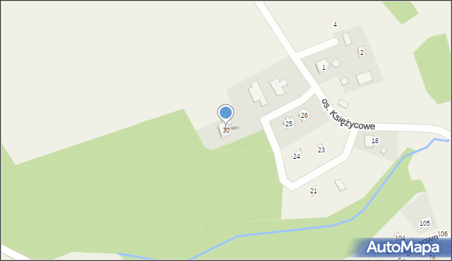 Wierzbiczany, Osiedle Księżycowe, 30, mapa Wierzbiczany