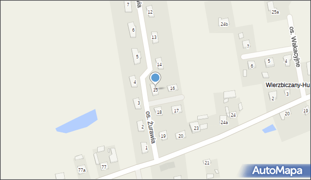 Wierzbiczany, Osiedle Żurawia, 15, mapa Wierzbiczany