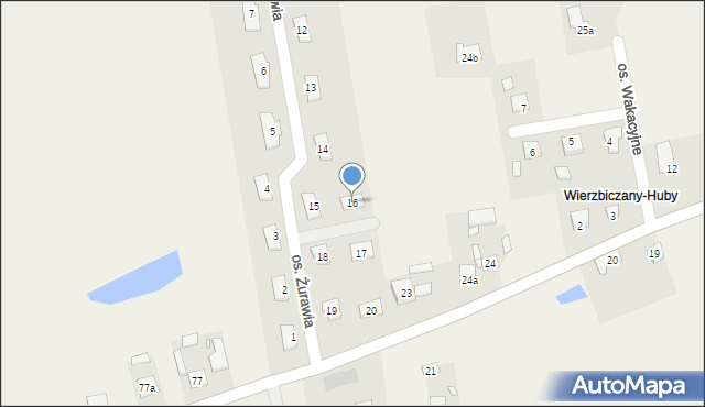 Wierzbiczany, Osiedle Żurawia, 16, mapa Wierzbiczany