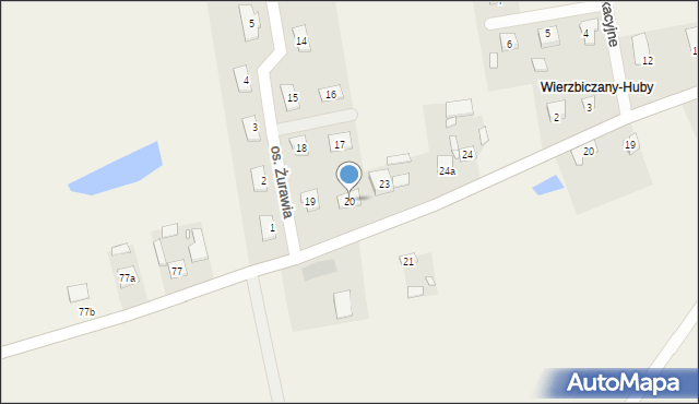 Wierzbiczany, Osiedle Żurawia, 20, mapa Wierzbiczany
