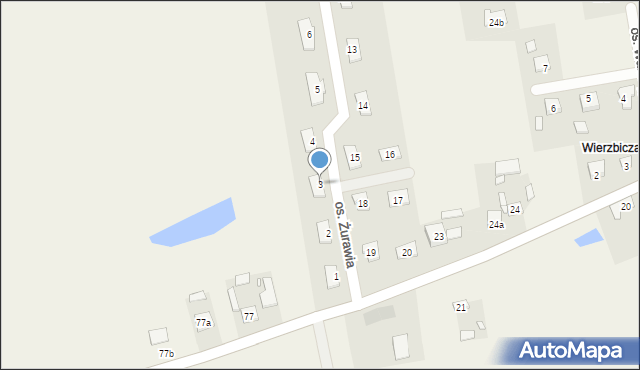 Wierzbiczany, Osiedle Żurawia, 3, mapa Wierzbiczany
