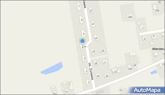 Wierzbiczany, Osiedle Żurawia, 4, mapa Wierzbiczany