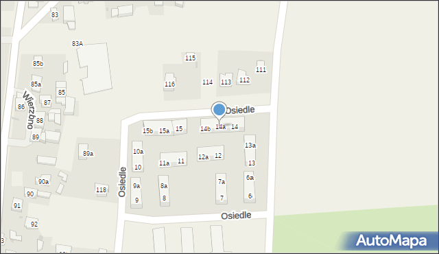 Wierzbno, Osiedle, 14a, mapa Wierzbno