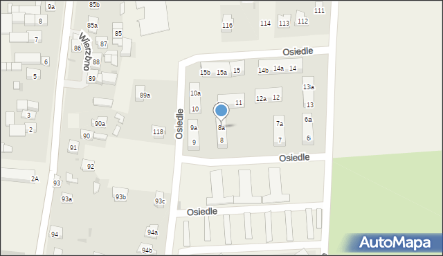 Wierzbno, Osiedle, 8a, mapa Wierzbno